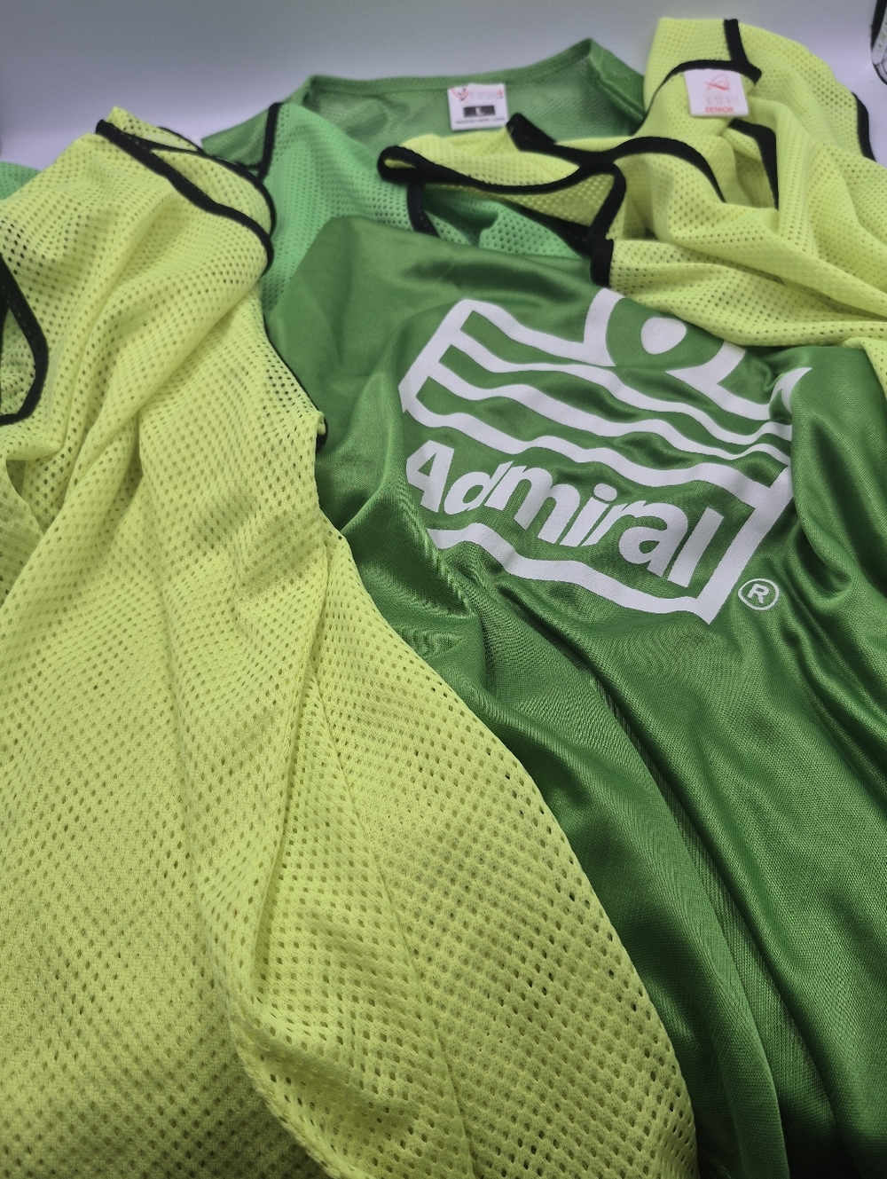 6 Adult Athletic Jersey with Neon Yellow Mesh Bibs.Never Worn.